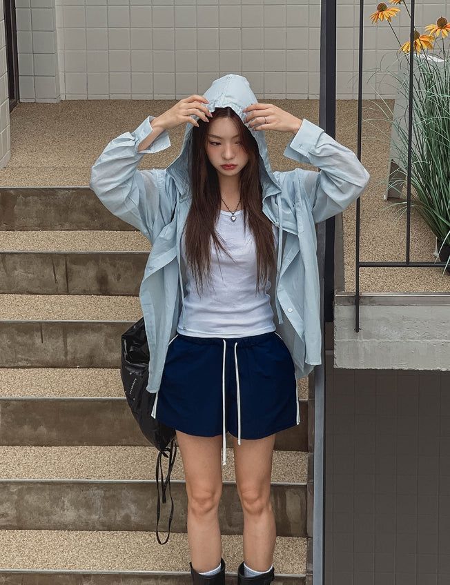 Kaya Slit Color Matching Nylon Shorts