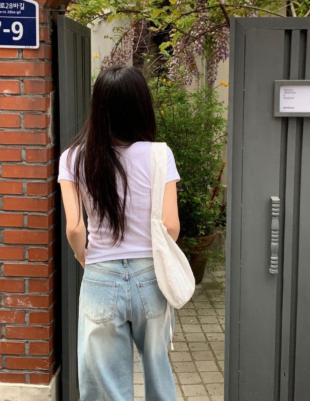 Light Blue Washing Wide Denim Pants