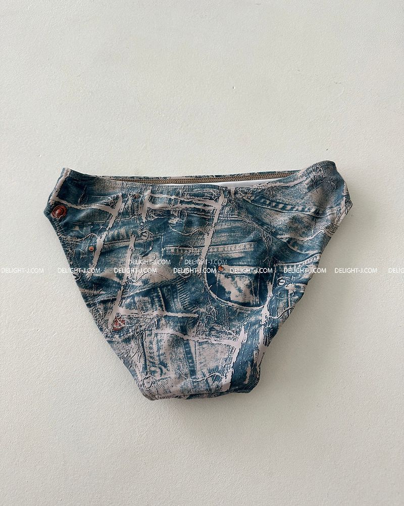 Denim 4PS Cover-Up Bikini Set