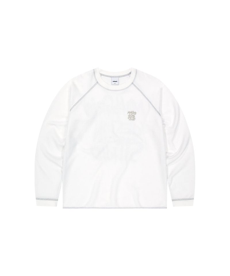 SLASH LOGO WAFFLE LONG SLEEVE_WHITE