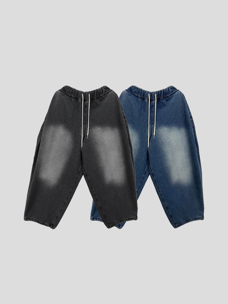 Side tuck big wide balloon denim