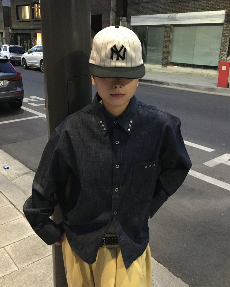 Non-fade Denim Cropped Shirt