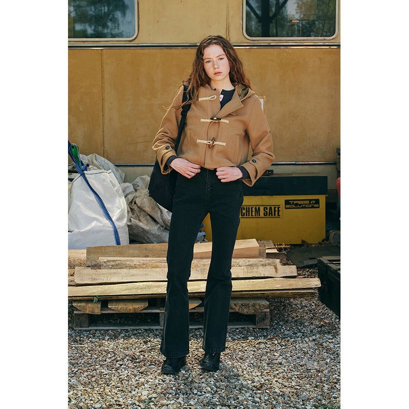 CHERRY HOODIE HALF DUFFLE COAT [BEIGE]