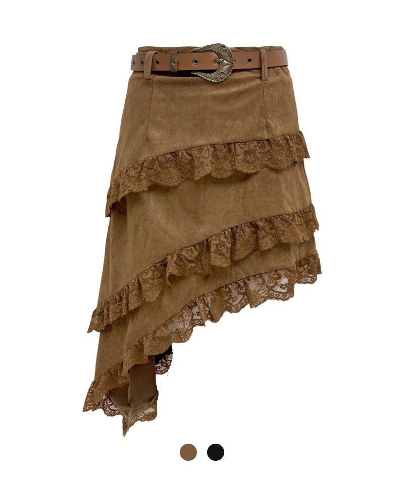 Cozy&Kitsch(コージーアンドキッチ)の「Mora Lace Ruffle Asym Skirt(Skirts)」
