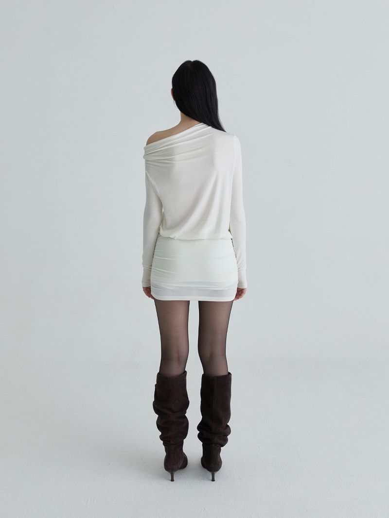 Shirring symbol dress (Ivory)