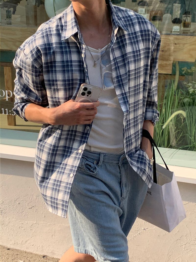 LMN Royal Ice Linen Pastel Checkered Shirt (2 colors)