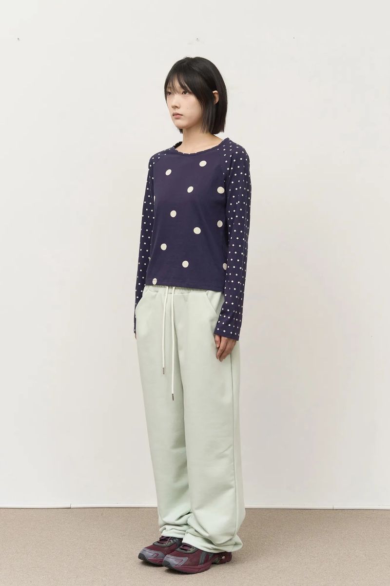 (W) Greek Dot Raglan Top