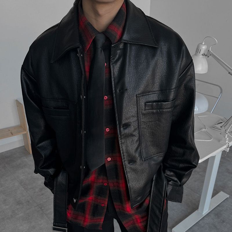 ASCLO(エジュクロ)の「ASCLO Biker Leather Belt Jacket (2color)(Jackets/Outerwear)」