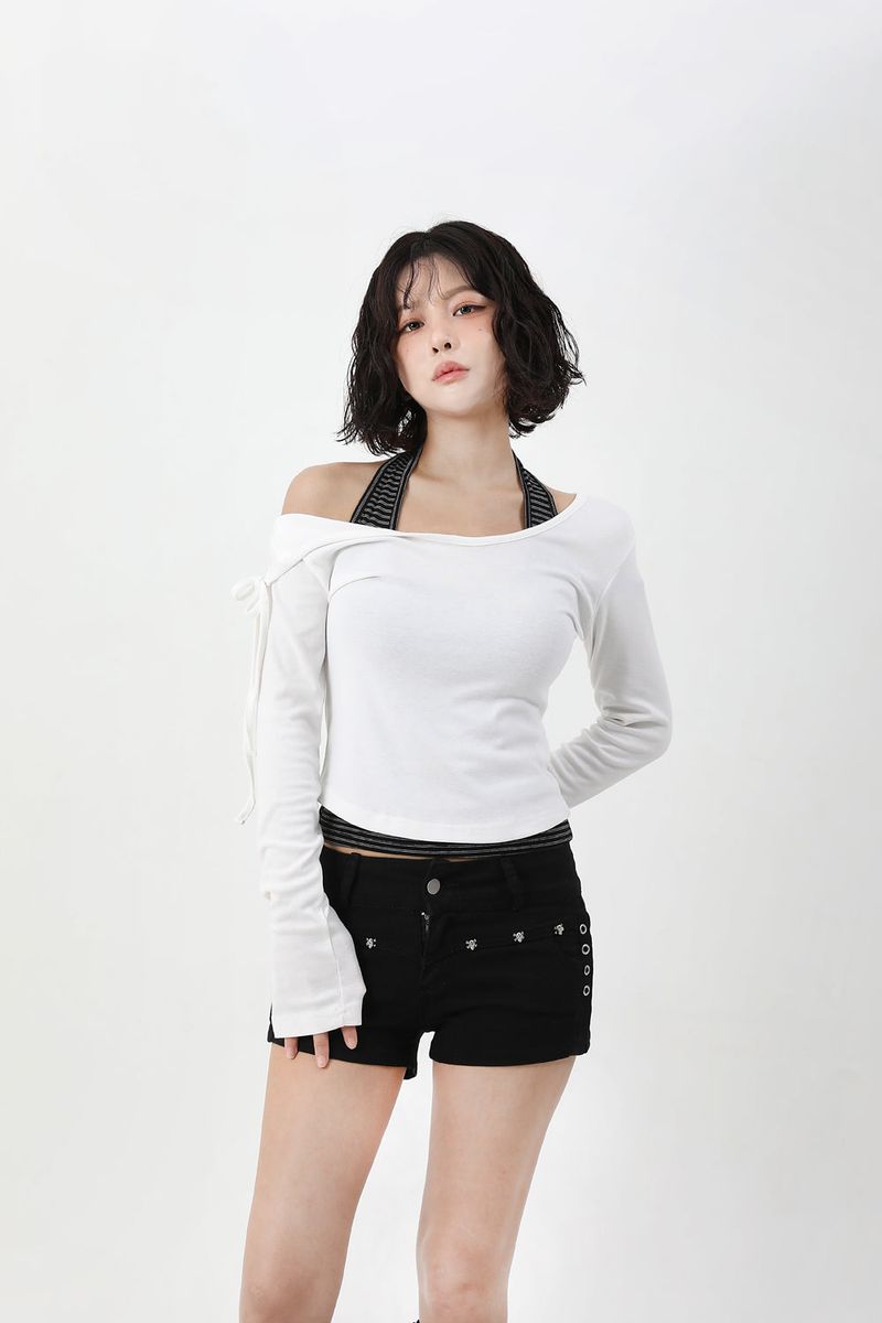 Stripe Haulter Neck Sleeveless
