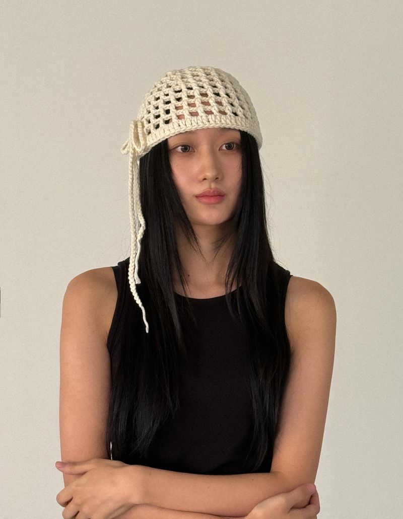 mondaywool（マンデーウール）の「クロシェリボンハット（帽子）」