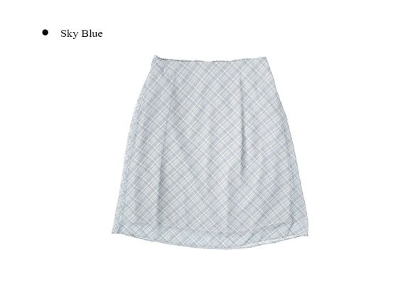 Conse Chiffon Check Midi Skirt