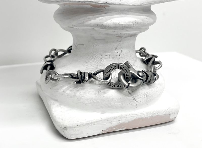 [BLESSEDBULLET]10mm thron link bracelet_vintage silver