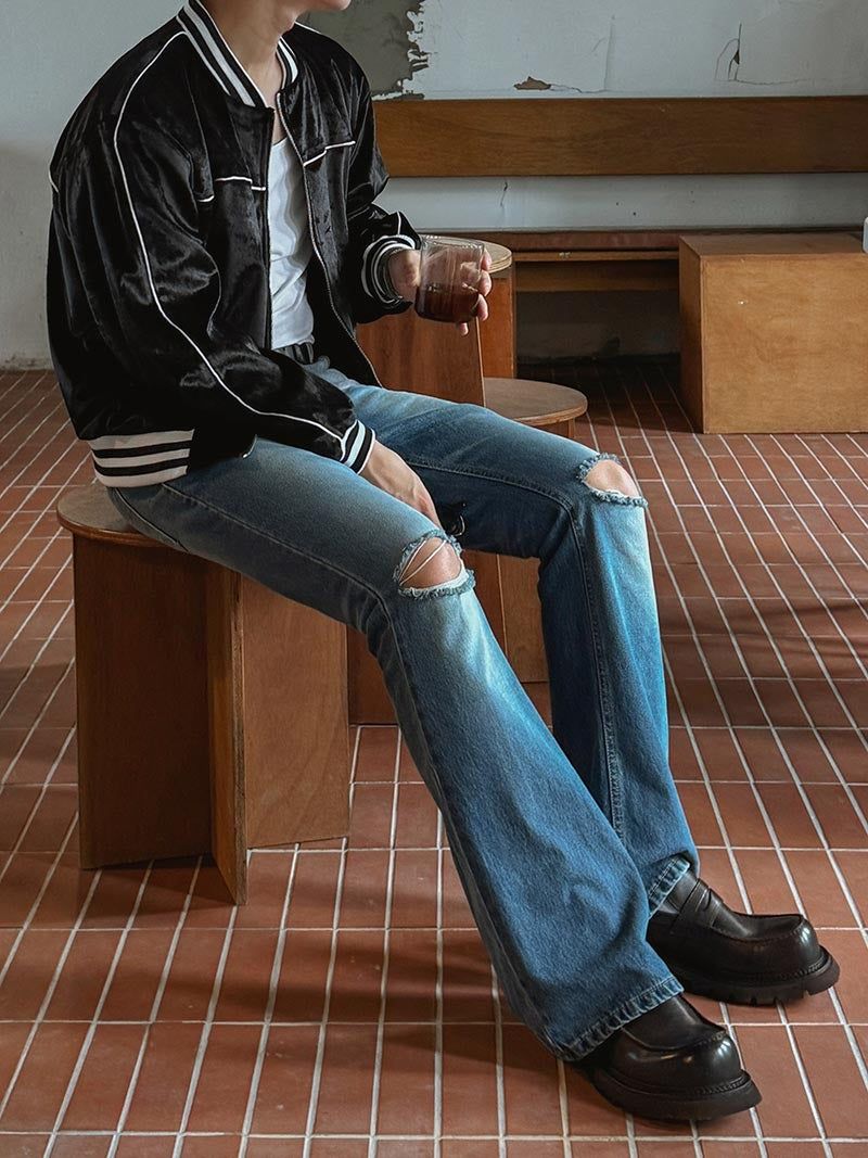 ASCLO Knee Des Bootcut Denim Pants