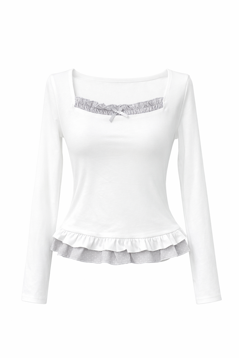 Rive Dot Frill Square Top