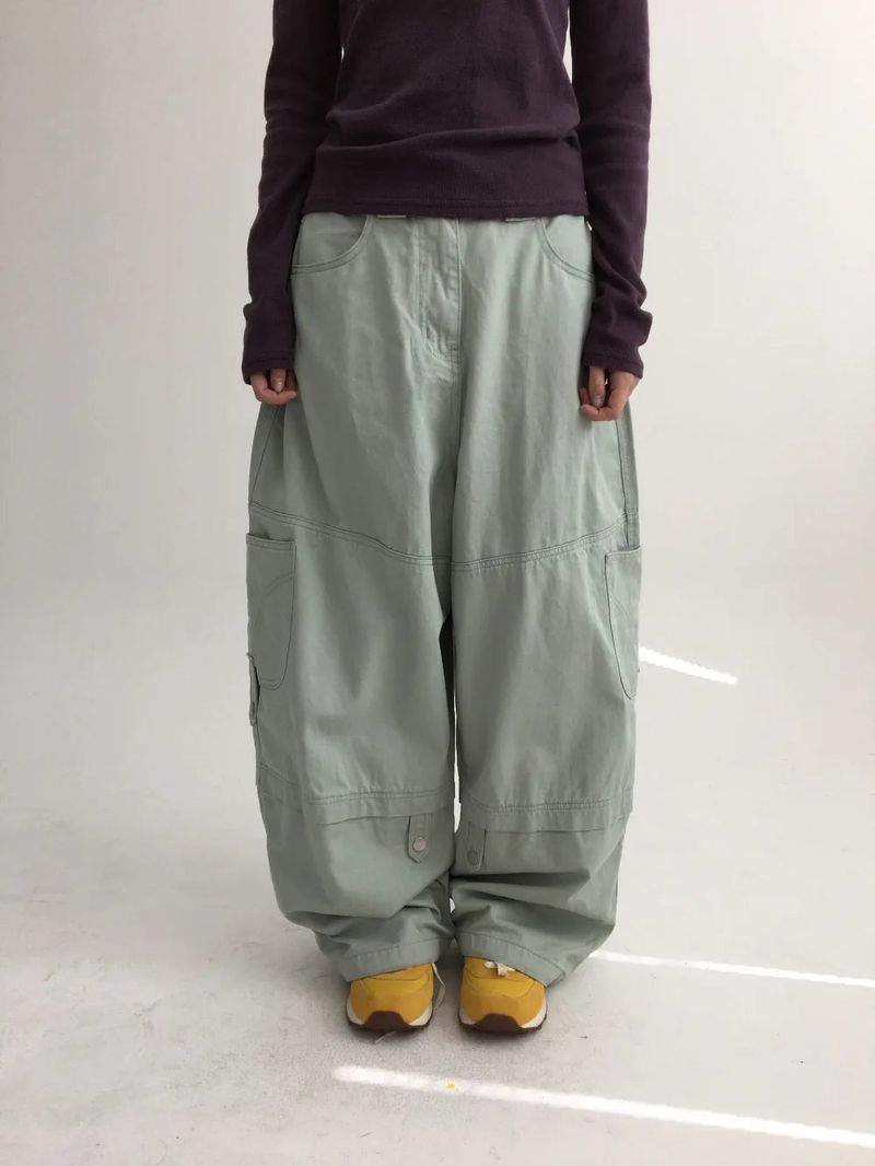 Denp Button Cargo Wide Pants (3color)