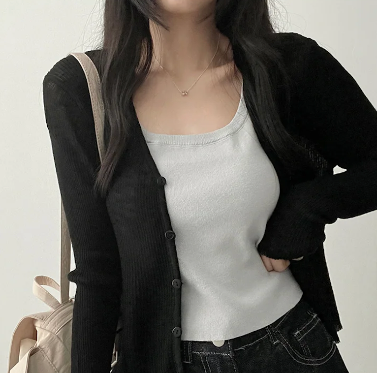 Derming knit sleeveless shirt