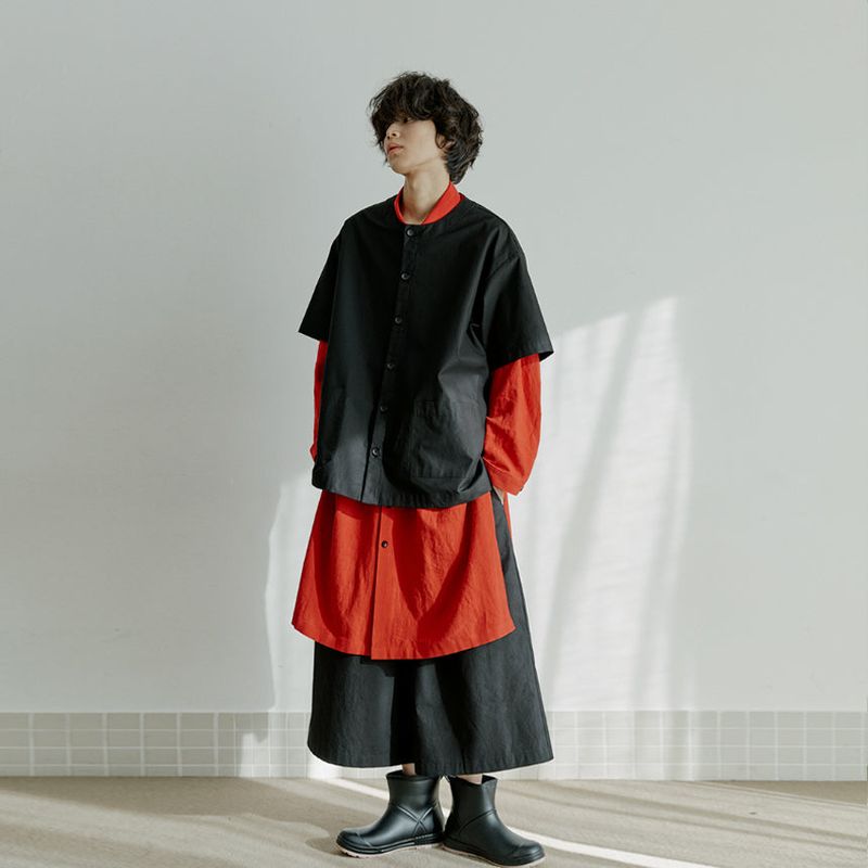 unisex linen long shirts red