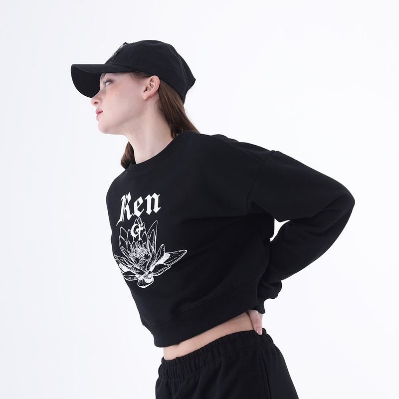 0 9 Ren crop sweatshirt - BLACK