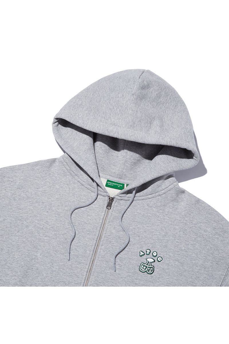 Cherry Bear Hood Zipup_Grey