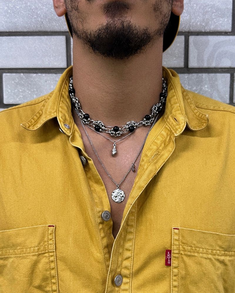 Black Onyx and Chainmail Necklace