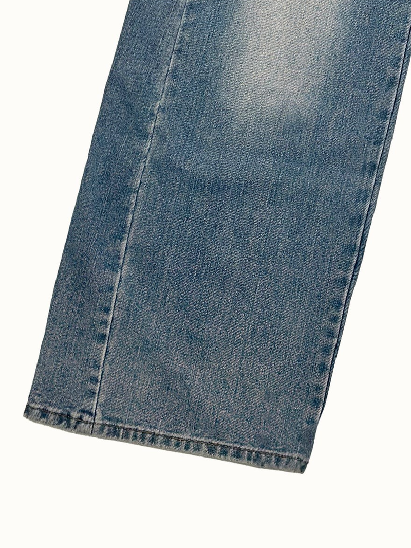 Romine side pin tuck brushed denim wide pants