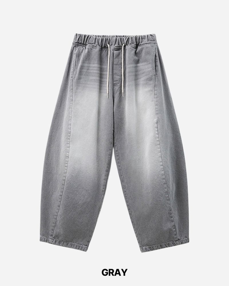 Cement Curved Denim Pants
