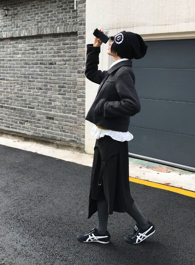 (WOOL) D-RING UNBALANCE SKIRT