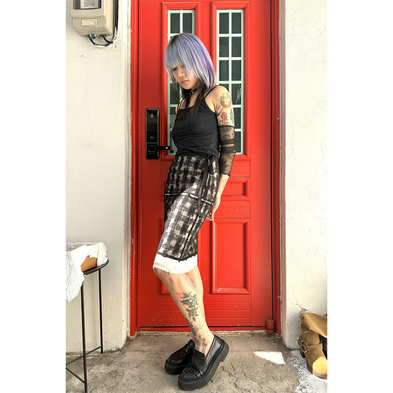 3 LAYERS CHECK SKIRT