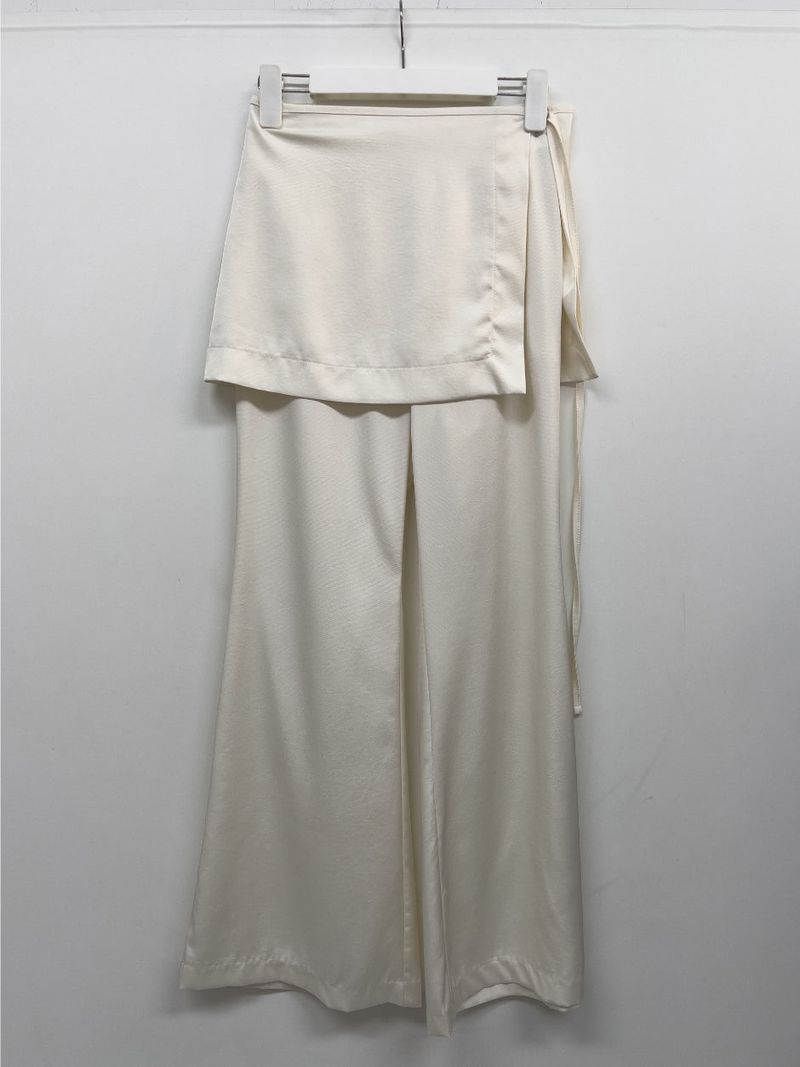 Satin Wrap Bootcut Wide Pants