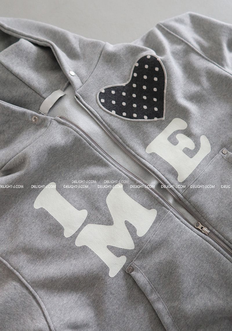 Heart patch oversized-fit hooded zip-up
