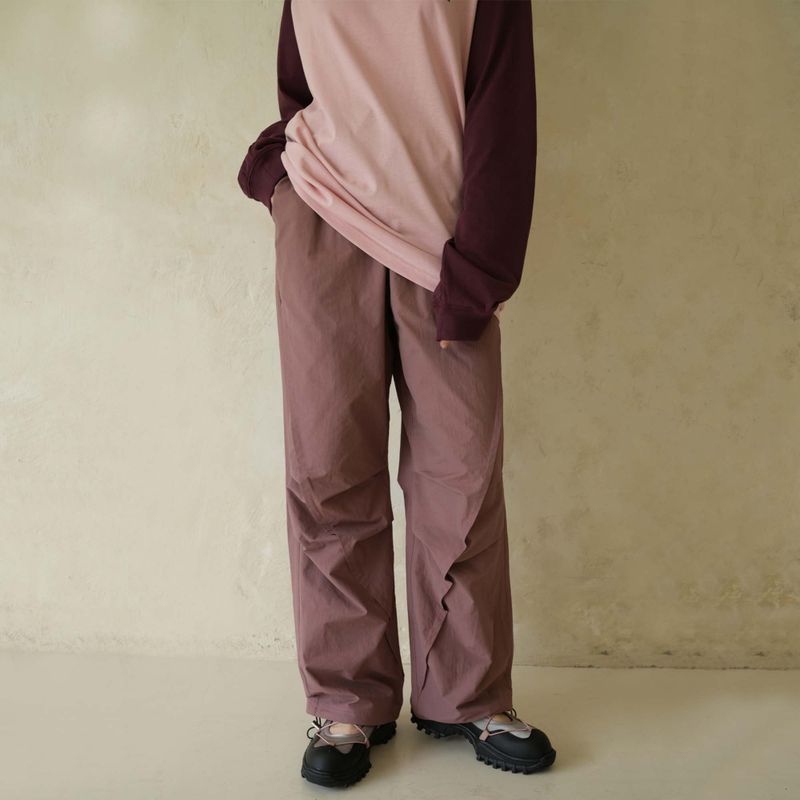 Pink Slit Nylon Pants