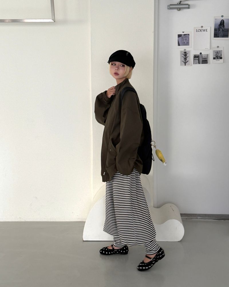 Button shirred back ribbon wrinkle sailor cap