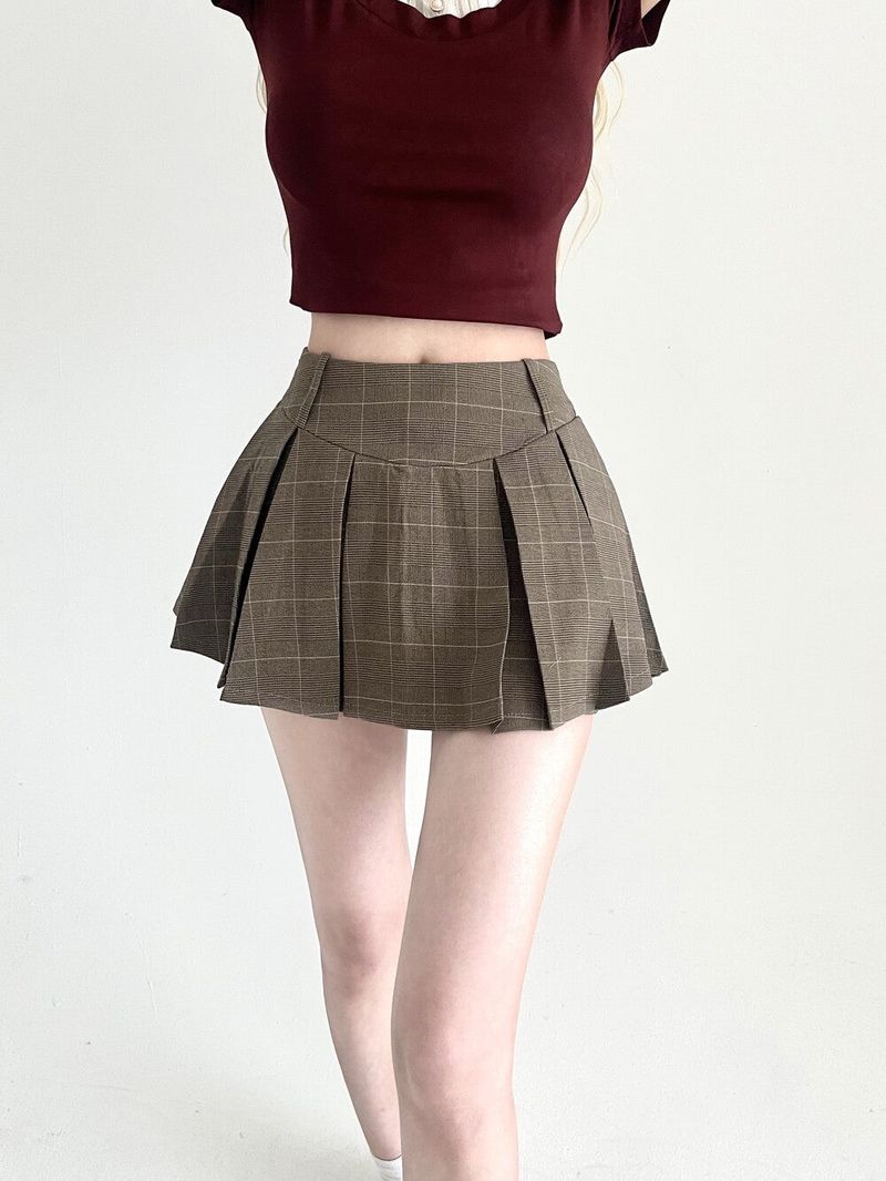 Seow（ソウ）の「1480. Check pleats mini skirt pants (2color)（Skirts）」