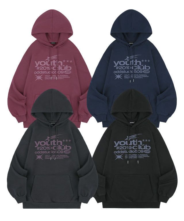 ODDSTUDIO（オッドスタジオ）の「ユースクラブタイポグラフィックフーディ - 4COLOR（トップス）」