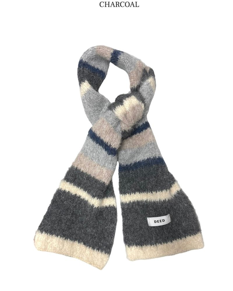Phyton Mohair Wool Stripe Muffler 4C