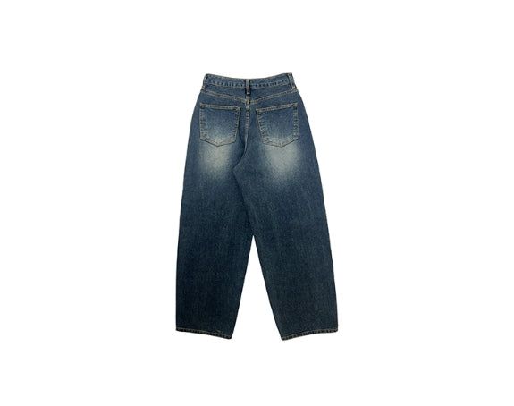 Hins Brushed Washing Denim Wide Pants