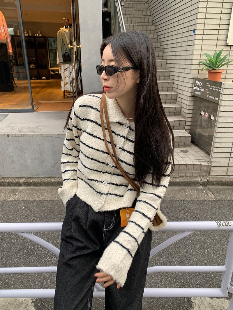 Clang wool striped cardigan