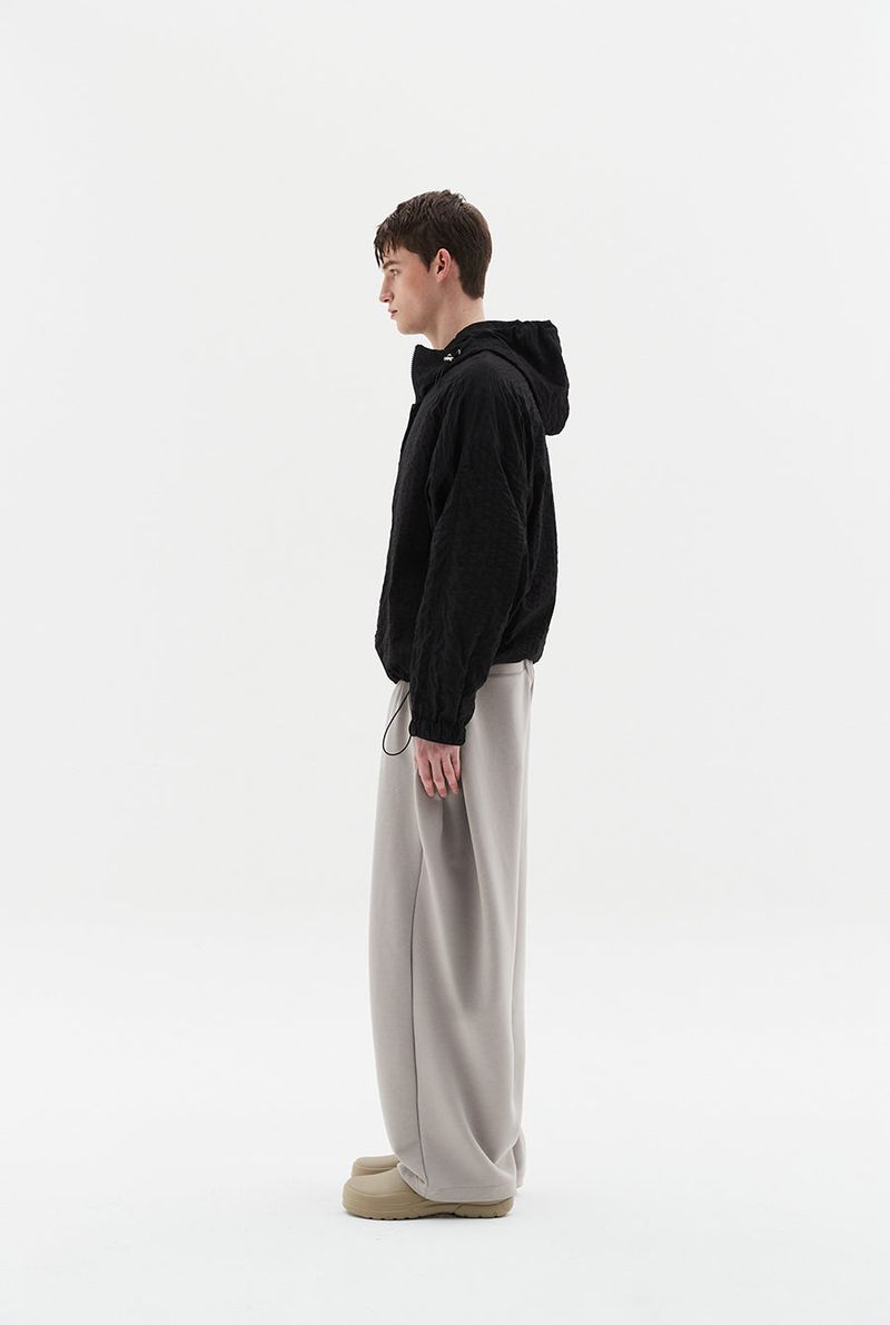deep four tuck flow banding pants warm grey