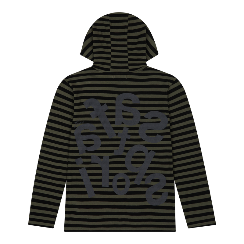 TICKETING STRIPE BORDER HOODIE (OLIVE) 