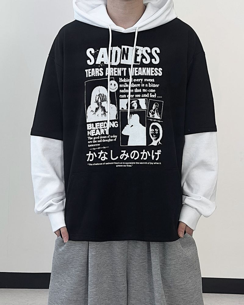 Sad Layered Oversized Hoodie