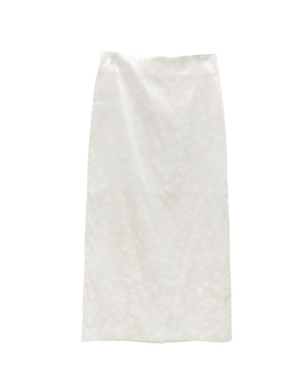 Rose Jacquard Satin Long Skirt