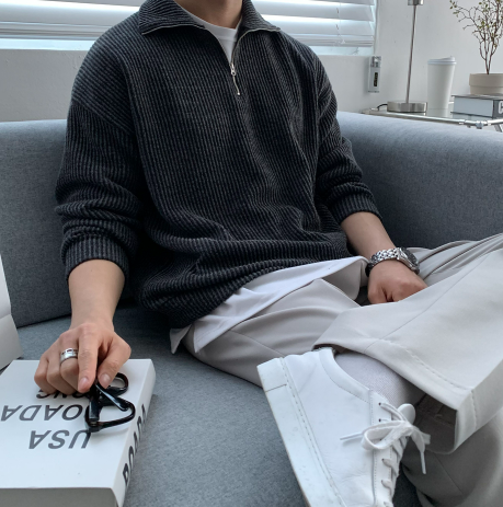 Hendes Daily Ribbed Semi-Zip Up Knit
