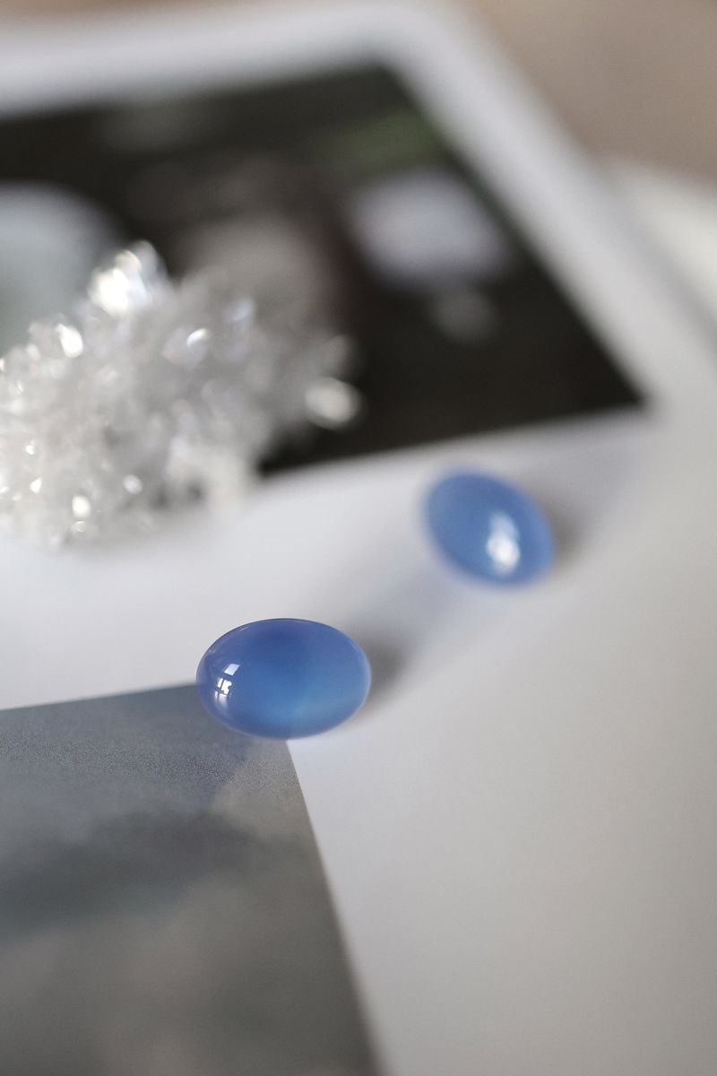 Good Day Blue Agate Oval Pierce handmade
