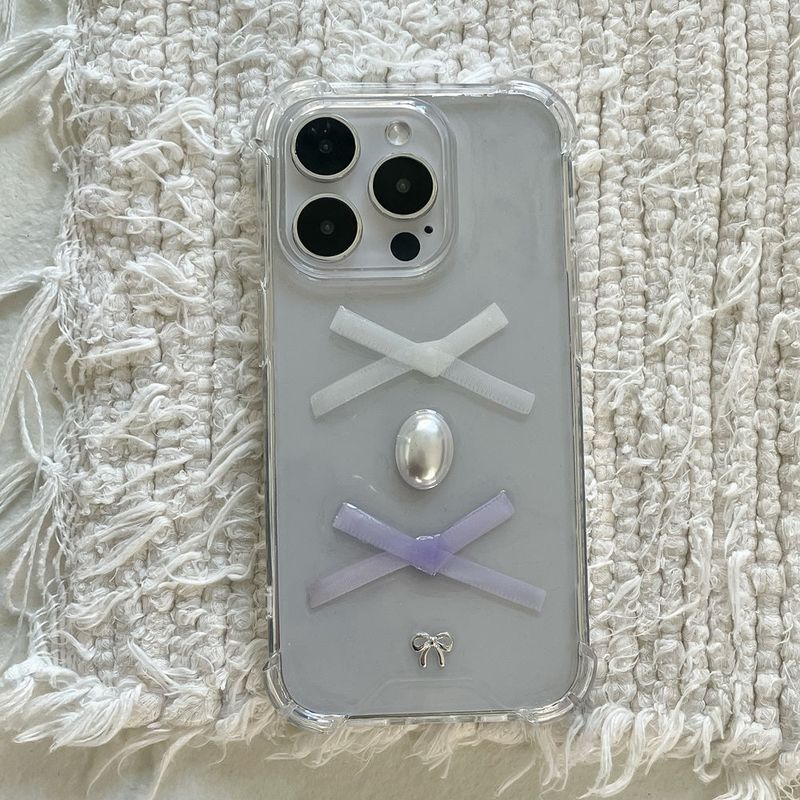 Ellebelle market（エルベルマーケット）の「[made]white&lavender ver ribbon resin phonecase（Smartphone Accessories）」