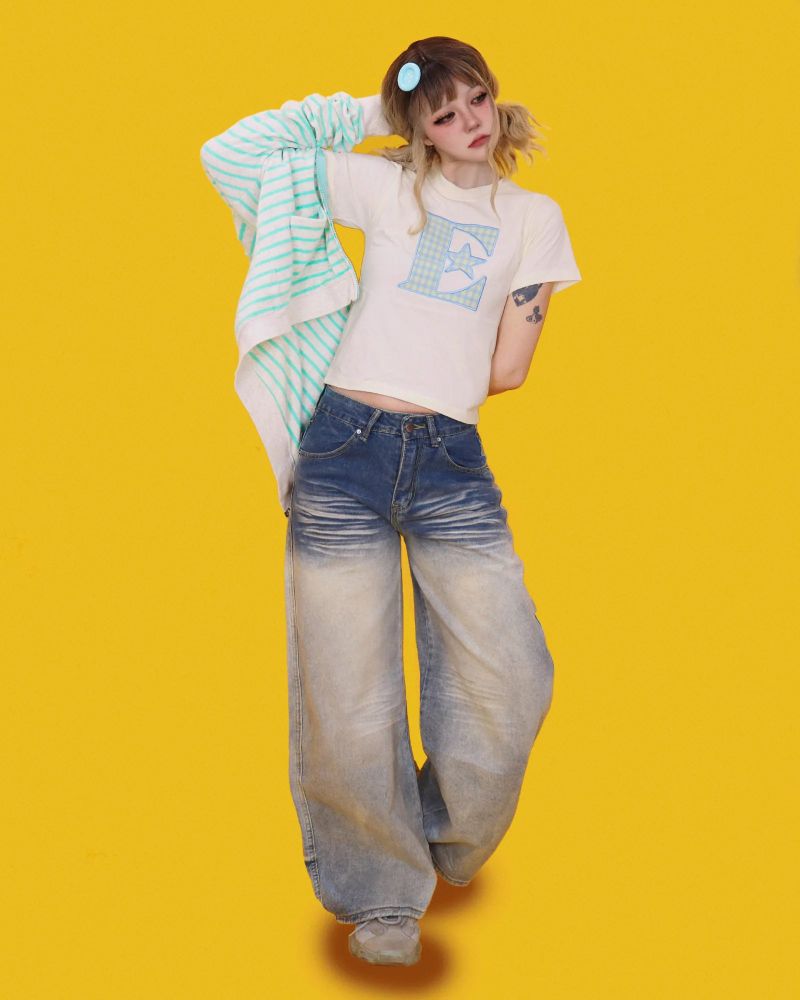 papaya low denim pants