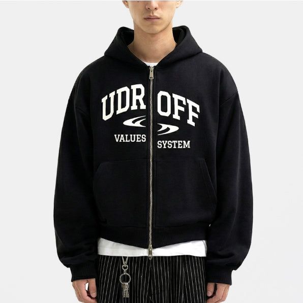 UNDEROFF（アンダーオフ）の「2-way Crop Fit System Hooded Zip-up Black（Tops）」