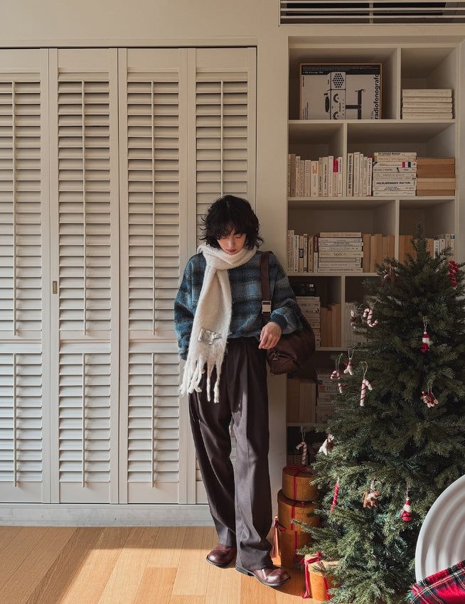 Andy Wool Belt Two Tuck Wide Slacks