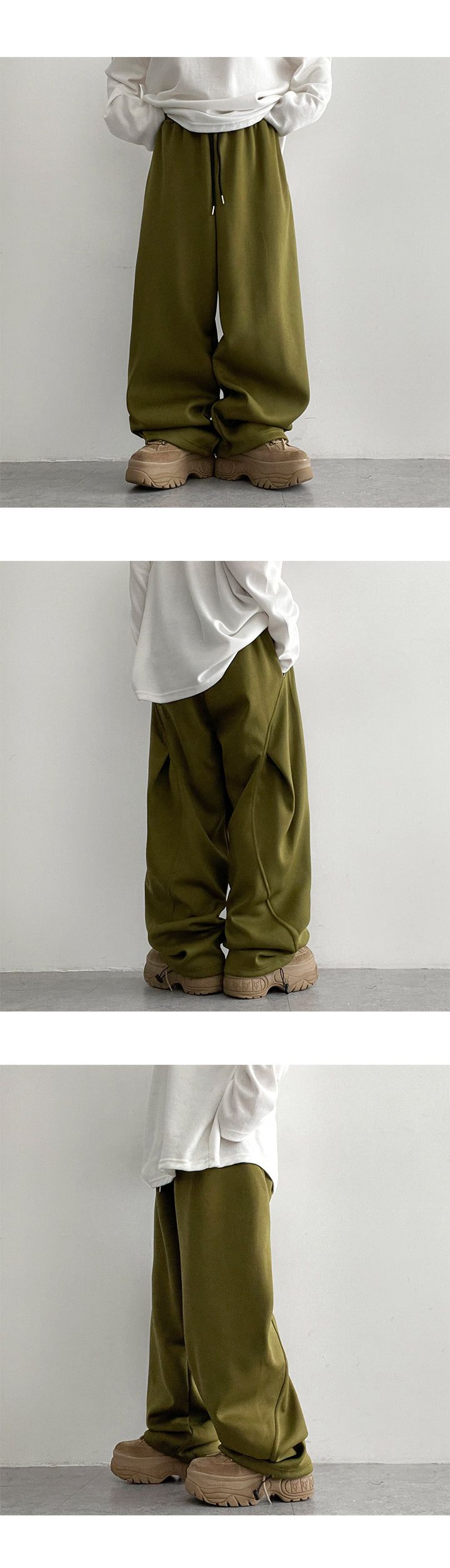 Illun Curve incision wide banding pants