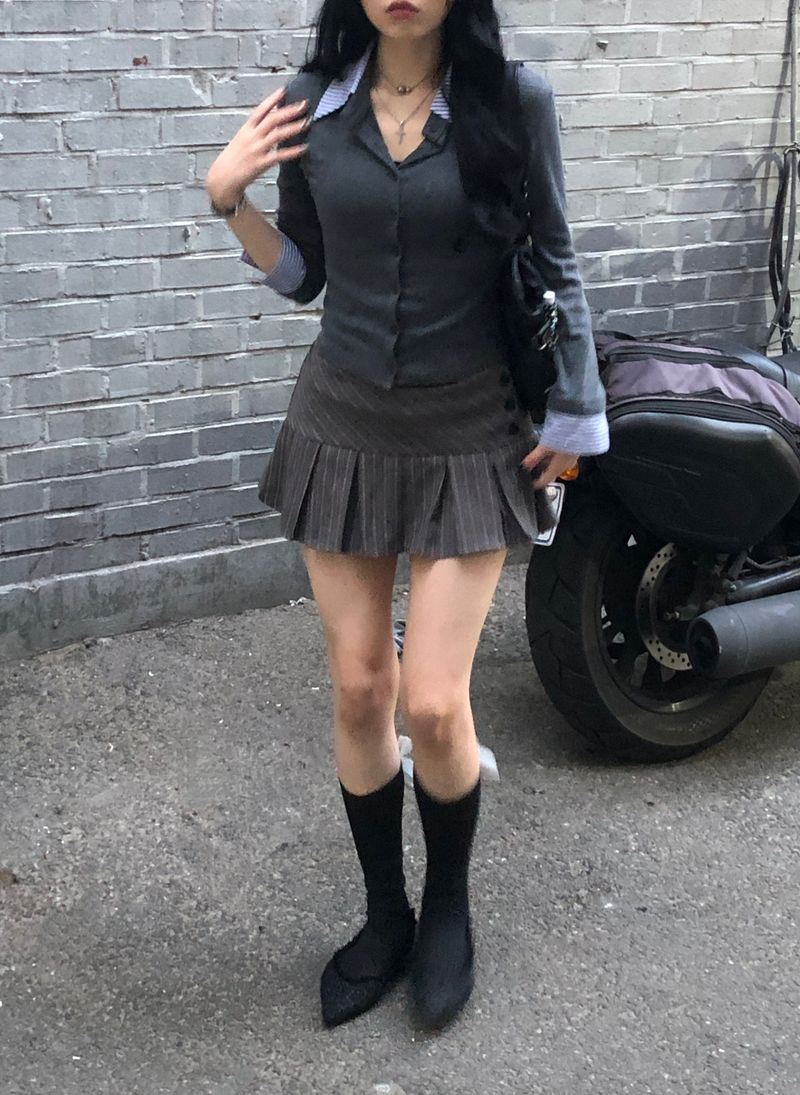 Pellen shirt cardigan (Gray)