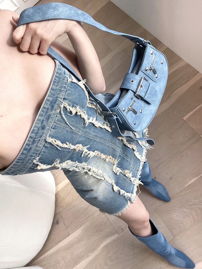 Seow（ソウ）の「[High quality] 853. Jen damage denim top ops（Dresses）」